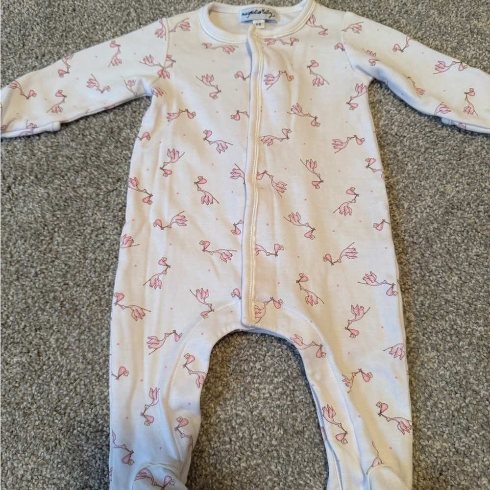 Magnolia Baby Worth The Wait Pink Stork Print NB